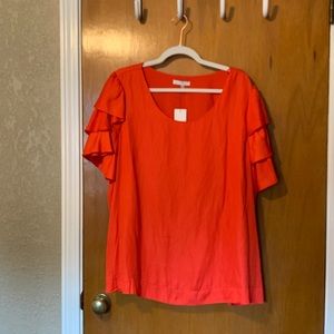 NWT Skies are Blue Ruffled Sleeve Red Blouse
